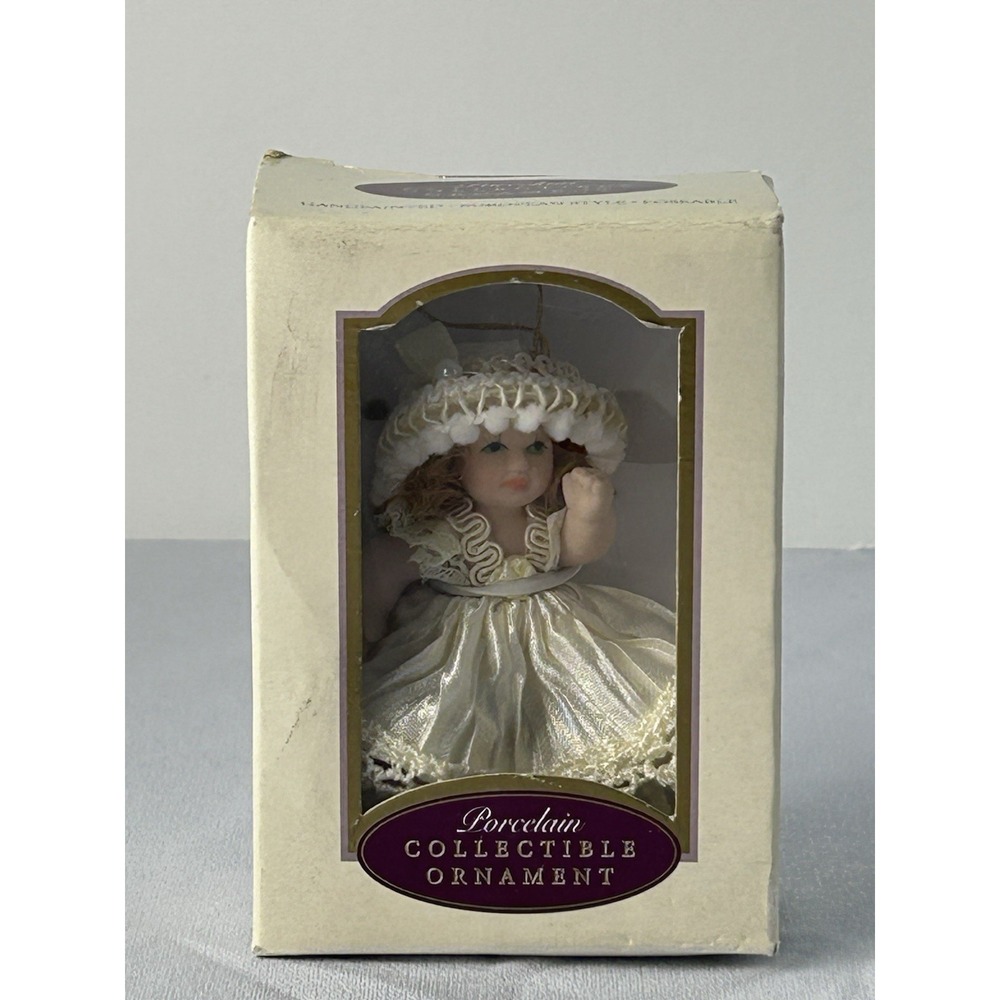 DG Creations Porcelain Doll Ornament European Style Handpainted 2003 w/ Box